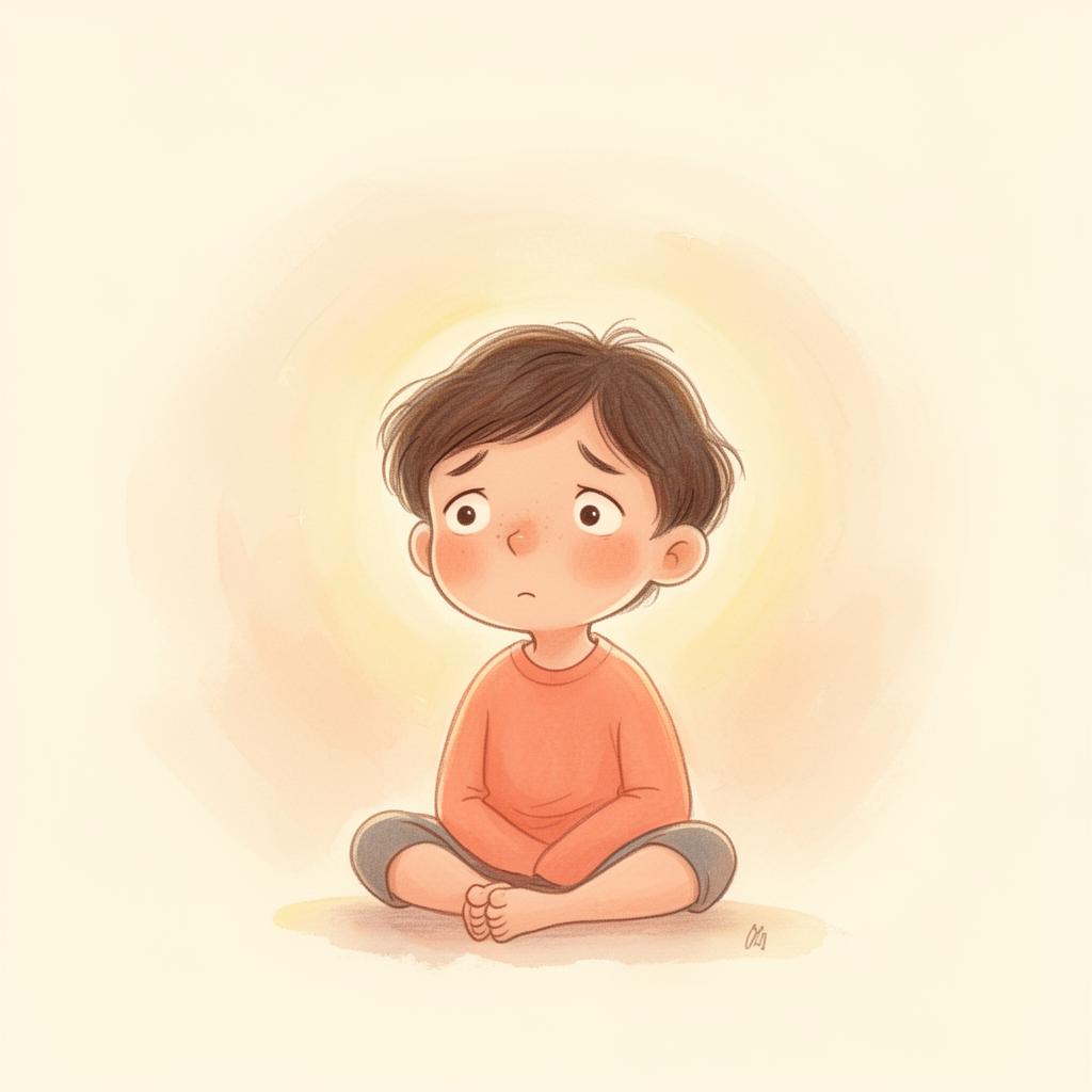 Illustration d'un enfant pensif entouré d'une lumière douce